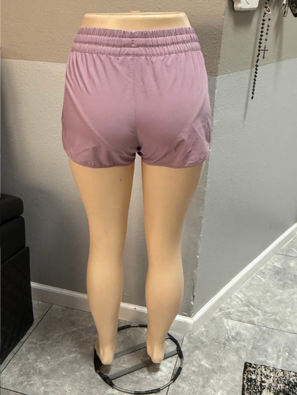 Vuori Women's Dusty Mauve Drawstring Athletic Shorts - Picture 2 of 5